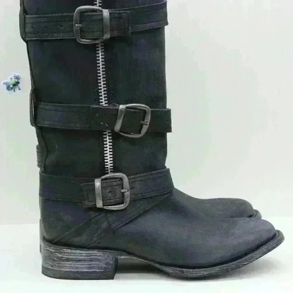 Stetson Women's Black Distressed Leather Tall Riding Zipper Boots Size US 7.5 - Picture 9 of 12